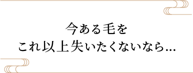 今ある毛をこれ以上失いたくないなら